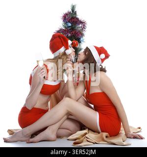 Mädchen im Kostüm Weihnachtsbaum Stockfoto