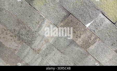 Nahaufnahme von Steinpflaster, geeignet für städtisches Design, Bau, Architektur, Texturhintergründe und Landschaftskonzepte im Freien. Stockfoto