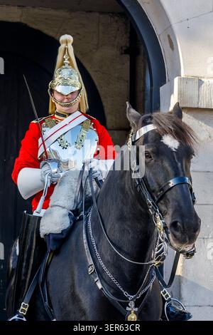 Soldat auf der Wache, Household Kavallerry Mounted Regiment, London, England, Großbritannien Stockfoto