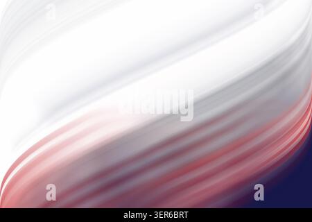 Ein abstrakter digitaler Kunsthintergrund mit glatten, geschwungenen Linien in Rot-, weiß- und Tiefblau, die ein Gefühl dynamischer Bewegung erzeugen. Stockfoto