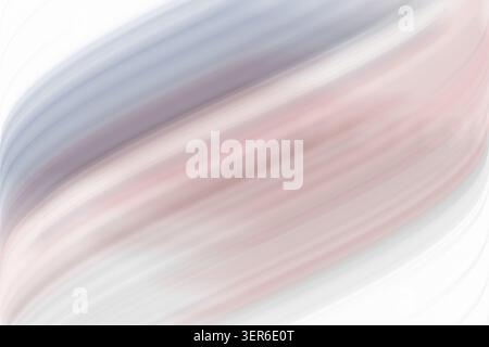 Ein heller und luftiger abstrakter Hintergrund mit weichen, geschwungenen Linien in Blau-, Rosa- und Grautönen, isoliert auf einem sauberen weißen Hintergrund. Stockfoto
