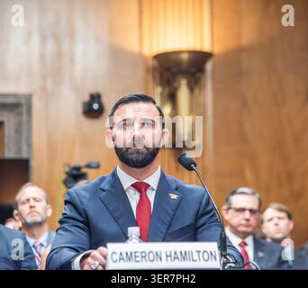 Bestätigung der Anhörung des Senats von Washington DC von Cameron Hamilton, aus Virginia, als Administrator der Federal Emergency Management Agency in Waschen Stockfoto