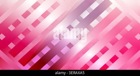 Ein lebendiger abstrakter Hintergrund mit sich kreuzenden diagonalen Streifen und einem Raster aus Quadraten in Rosa- und Magenta-Tönen mit einem sanften Licht. Stockfoto