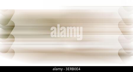 Abstrakter Hintergrund mit weichen horizontalen Bewegungsunschärfen in Beige- und Hellbrauntönen, eingerahmt von dekorativen geometrischen Formen auf beiden Seiten Stockfoto