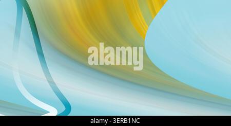 Abstrakter Hintergrund mit dynamischen blauen und gelben fließenden Wellen, die lebendige Farben mit glatten, eleganten Kurven vermischen. Stockfoto