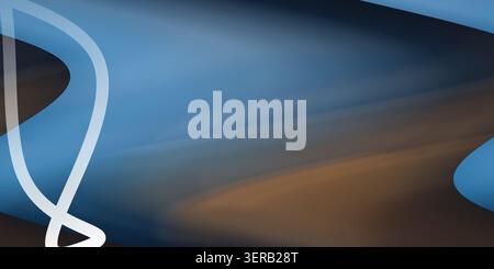 Ein abstrakter Hintergrund mit glatten, fließenden Wellen in Blau- und dunklen Tönen, mit einer markanten weißen, geschwungenen Linie auf der linken Seite. Stockfoto