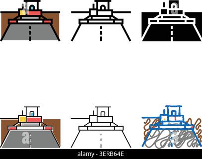 Asphaltfertiger Ausrüstung Farbe Symbol Vektor. Schild für Asphaltfertiger-Ausrüstung. Isoliertes Symbol vereinfacht Stock Vektor