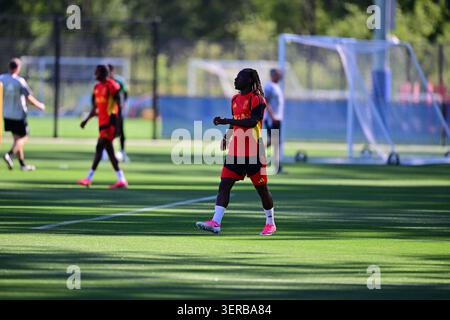 Seattle, Usa. Juni 2026. Der belgische Jeremy Doku wurde während eines Trainings der belgischen Fußballnationalmannschaft Red Devils am Mittwoch, den 17. Juni 2026, auf dem Basecamp in Seattle, USA, bei der FIFA-Weltmeisterschaft 2026 gezeigt. BELGA FOTO DIRK WAEM Credit: Belga News Agency/Alamy Live News Stockfoto