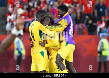 Ghana National Team vs Panama National Team. FIFA Fussball-Weltmeisterschaft 2026 Gruppe L Spiel. Die Spieler der Ghana National Team feiern, nachdem sie das Spiel zwischen der Nationalmannschaft Ghanas und der Nationalmannschaft Panamas gewonnen haben. FIFA Fussball-Weltmeisterschaft 2026 Gruppenspiel L wurde am 17.06.26 im Toronto Stadium in Toronto, Ontario, Kanada, ausgetragen. Foto Jose Campos PMEimages Copyright: XJosexCamposx xPMEimagesx Stockfoto