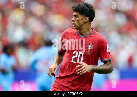 Portugals João Cancelo während des Gruppenspiels der FIFA Fussball-Weltmeisterschaft 2026 zwischen Portugal und Kongo DR am 17. Juni 2026 im Houston Stadium in Houston, USA. (Foto: Torbjorn Tande/DeFodi Images) Stockfoto