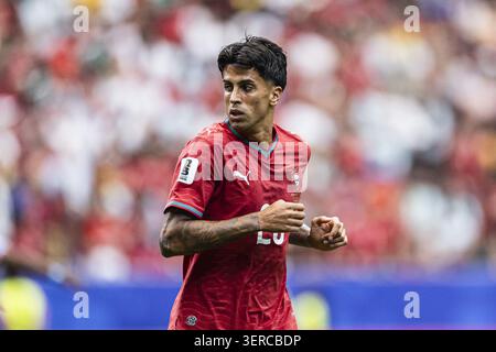 Houston, Usa. Juni 2026. João Cancelo of Portugal sieht beim Spiel der Gruppe K der FIFA-Weltmeisterschaft 2026 zwischen Portugal und DR Kongo am 17. Juni 2026 im Houston-Stadion (Foto: Joao Bravo/Sports Press Photo) Foto: SPP Sport Press Photo. /Alamy Live News Stockfoto