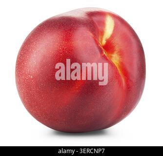 Nektarine Obst isoliert auf weißem Hintergrund Ausschnitt. Clipping-Pfad Stockfoto