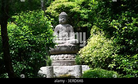 Buddha-Statue im Garten des Ryoanji-Tempels, Kyoto, Japan. Stockfoto