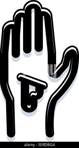 Hand mit einem Großbuchstaben „p“ in der Mitte, gerendert in Schwarz-weiß als fettgedrucktes Symbol mit einem dezenten Schatten, der Identität repräsentiert. Stock Vektor