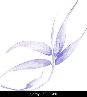 Aquarell Bambusblätter Zweig llustration, handgezeichnet zarte Bambusblatt Clip Art, Natur Clipart Stockfoto