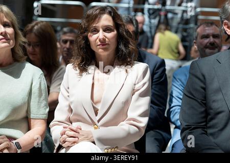 Die Präsidentin der Gemeinschaft Madrid, Isabel Diaz Ayuso, während der Verleihung der APM-Preise in der Casa de Correos in Madrid am 18. Juni 20 Stockfoto