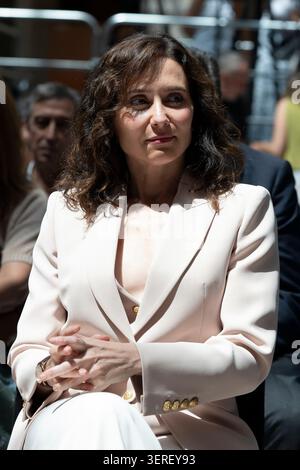 Die Präsidentin der Gemeinschaft Madrid, Isabel Diaz Ayuso, während der Verleihung der APM-Preise in der Casa de Correos in Madrid am 18. Juni 20 Stockfoto