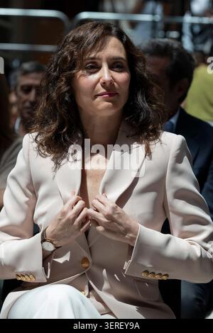 Die Präsidentin der Gemeinschaft Madrid, Isabel Diaz Ayuso, während der Verleihung der APM-Preise in der Casa de Correos in Madrid am 18. Juni 20 Stockfoto