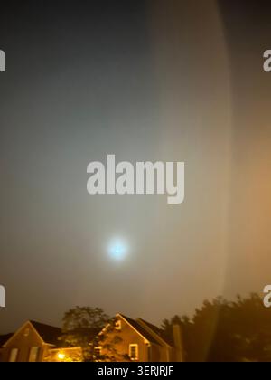Vollmond im Nebel Stockfoto