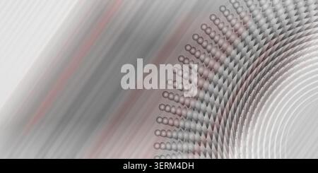 Ein abstrakter Hintergrund mit einem radialen Kugelmuster mit weichen diagonalen Linien und dezenten roten Akzenten, der geometrische Präzision mit Farbe verbindet. Stockfoto