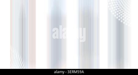 Ein klarer abstrakter Hintergrund mit sanften vertikalen Linien und geometrischen Mustern, isoliert auf reinweißem Hintergrund für vielseitige Designverwendung. Stockfoto