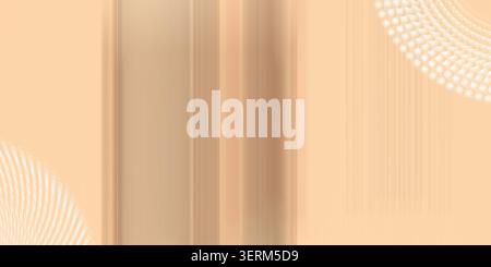 Ein abstrakter Hintergrund mit vertikalen Linien und kreisförmigen Mustern in warmen Beige- und Pfirsichtönen. Stockfoto