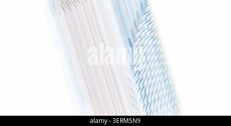 Ein abstraktes diagonales Design mit hellblauen strukturierten Schuppen und weichen Pastellstreifen, isoliert auf einem sauberen weißen Hintergrund. Stockfoto