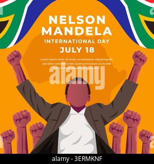 Illustration zum nelson mandela Day Feiern in flachem Design Stock Vektor