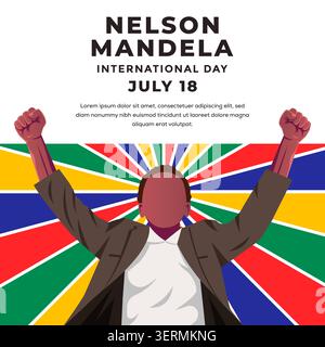 Happy nelson mandela Day Illustration in flachem Design Stock Vektor