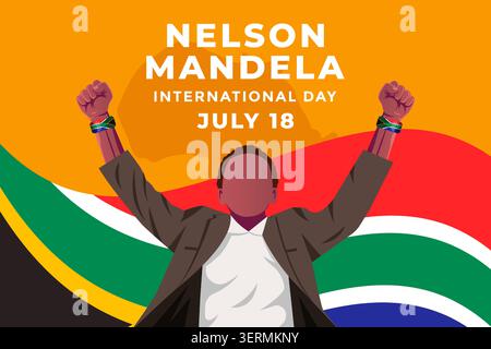 Happy nelson mandela Day Hintergrund Illustration in flacher Art Stock Vektor