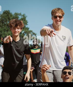 Fußballfans der französischen Nationalmannschaft beim FIFA Fan Festival Stockfoto