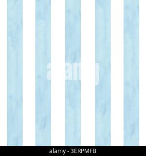 Nahtloses Muster mit vertikalen Streifen in blauem Aquarell Stockfoto