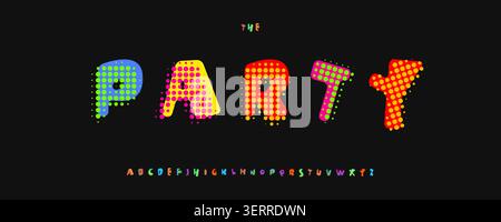 Party Schriftart Logo Alphabet Vektor Englische Buchstaben Set Moderne Typografie, kreatives Typografie Design für Titeltext, Tippplakat Überschrift, Typ Symbol Stock Vektor