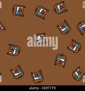 Gepäckwagen Gastfreundschaft Hotelvektor nahtloses Muster Gepäckwagen Gastfreundschaft Hotelschild Illustration Stock Vektor