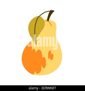 Herbst Birne Vektor Illustration Flache Geometrische Ganze Reife Frucht Isoliert Stock Vektor