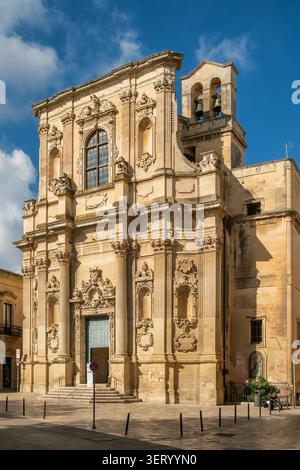 Barocke Fassade der Kirche Santa Chiara, Lecce, Italien Stockfoto