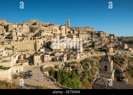 Panoramablick auf die antike Stadt Matera, Italien Stockfoto