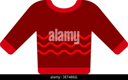 Roter Pullover mit Wellenmuster. Stock Vektor