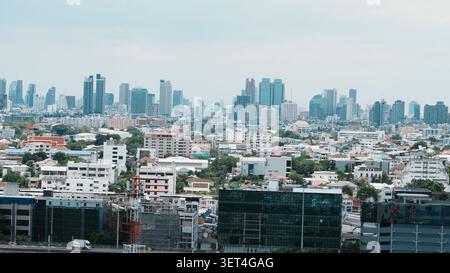 Panorama Bangkok Urban Skyline Gemischte Flache Und Moderne Hochhausgebäude Stockfoto