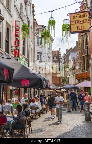 Straßenblick auf das Stadtzentrum von Brüssel, Belgien Stockfoto
