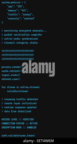 Vertikale Abbildung Der Sicherheitsschnittstelle Für Cyan Code Terminal Stock Vektor
