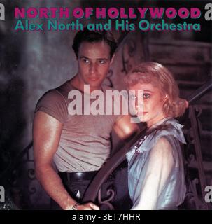 Soundtrack-Album-Cover North of Hollywood von Alex North und seinem Orchester, veröffentlicht 1988, zeigt Marlon Brando und Vivien Leigh aus dem Film von 1951 Ein Platz des Leidens Stockfoto