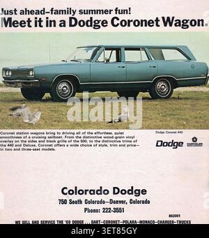 1969 Dodge Coronet 440 Station Wagon - Oldtimer-Werbung Stockfoto