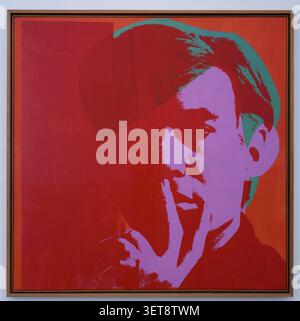 Andy Warhol Self-Portrait (1966/1967), ein ikonischer Pop-Art-Siebdruck in der Pinakothek der Moderne in München. Stockfoto