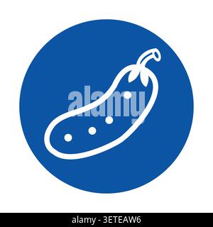 Ein einfaches und modernes blaues Symbol mit einer Gurkenillustration. Dieses minimalistische Design fängt die Essenz frischer, gesunder Lebensmittel ein, perfekt für Culin Stock Vektor
