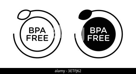 BPA Free Symbol Silhouette Vektorsatz. Dünne Linie. Stock Vektor