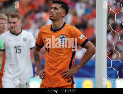 Berlin, Deutschland - 25. Juni 2024: Porträt von Tijjani Reijnders aus den Niederlanden (#14) während des Gruppenspiels der UEFA EURO 2024 Niederlande gegen Österreich im Olympiastadion in Berlin Stockfoto