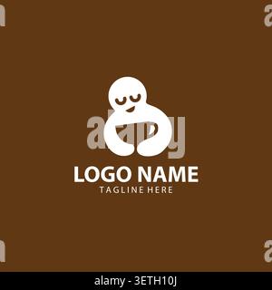 Kreatives Logo für Kaffee- oder Teetassen und Hände. Café- oder Restaurant-Symbol Stock Vektor