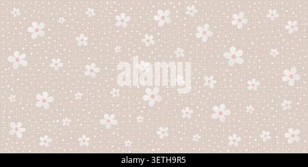 Zartes Wildblumenmotiv mit kleinen Blüten auf weißem Hintergrund. Elegante botanische Illustration perfekt für Babytextilien, Vintage Tapeten, Stock Vektor