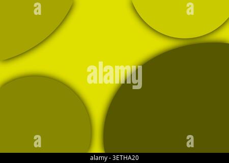 Minimalistische geometrische Illustration mit mehrschichtigen Kreisen in Chartreuse- und olivgrünen Farbtönen für Tiefe. Modernes Grafikdesign für digitale Wandverkleidung Stock Vektor